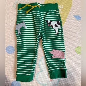 Baby Boden Green Striped Pants with Animal Patch